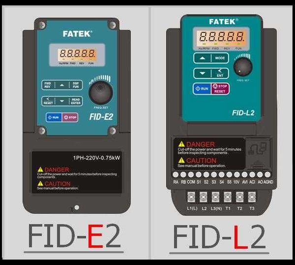 Fatek inverter FID E2-002-2A, FID E2-004-2A, FID E2-007-2A, FID E2-015-2A, FID E2-022-2A